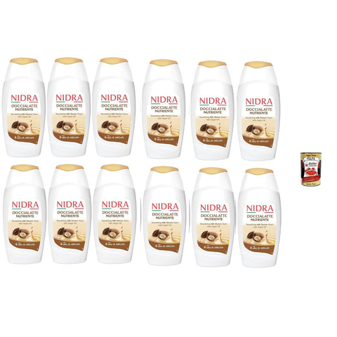 Nidra Doccialatte Nutriente Duschgel Hilft, die Haut mit Feuchtigkeit zu versorgen und zu reinigen mit 12x250ml Original italienisch Pflege