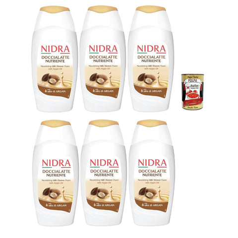 Nidra Doccialatte Nutriente Duschgel Hilft, die Haut mit Feuchtigkeit zu versorgen und zu reinigen mit 6x250ml Original italienisch Pflege