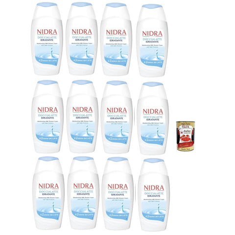 Nidra Doccialatte Nutriente Duschgel Hilft, die Haut mit Feuchtigkeit zu versorgen und zu reinigen mit 12x250ml Original italienisch Pflege