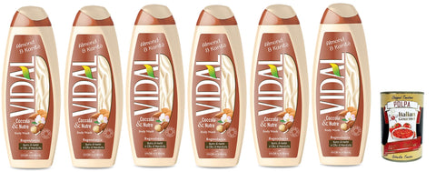 Italian Gourmet Duschgel Vidal bagnoschiuma almond & karite, Mandel & Karite Schaumbäder Bades bath shower foam 6x 500ml + Italian Gourmet polpa 400g 8032804040014