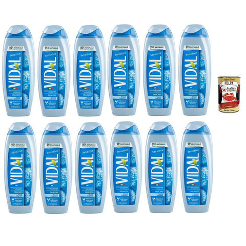Vidal Sensitive Docciagel Talco liquido Talkum Duschgel, Flüssigpuder Sensitive Pflege und Reinigung des Körpers 12x 250 ml italienisch Original