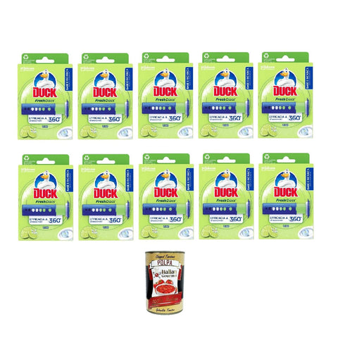 Duck Fresh Discs Lime 1 applicatore + 6 dischi di gel, 1 Applikator + 6 Toilettengel - Discs (10 Stück) inkl. Italian Gourmet polpa 400gr Original italienisch