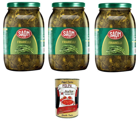 Italian Gourmet E.R. 0 Saom Friarielli Neapolitaner in Öl im Glas 3 x 960gr+ Italian Gourmet polpa 400g 8032804040014