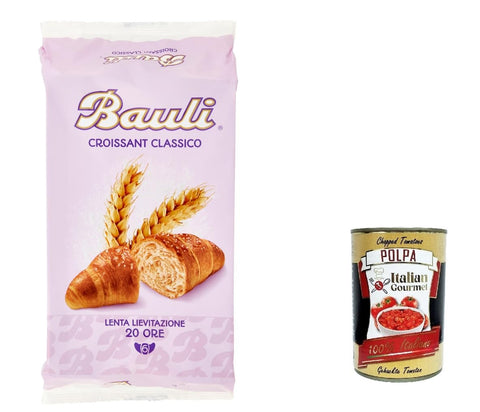 Italian Gourmet E.R. Abgepackte Gebäckstücke 12x Bauli Cornetti Classici Weiche Croissants brioche kuchen (6x40g) 240g + Italian Gourmet polpa 400g 8001720645238