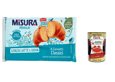 Italian Gourmet E.R. Abgepackte Gebäckstücke 12x Misura Cornetti Classici Privolat Klassische Croissants, ohne Milch und Eier, 240g + Italian Gourmet polpa 400g 8002590076795