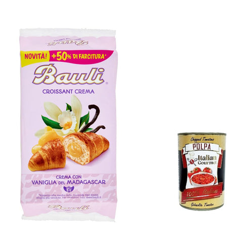 Bauli Cornetti Croissant brioche kekse kuchen mit creme Custard mit Madagaskar - Vanille italien 3x 6x 50g inkl. Italian Gourmet polpa 400g Original italienisch