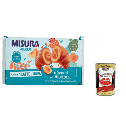 Misura Cornetti Albicocca Privolat Croissants Aprikose Ohne Milch und Eier 3x 290g inkl. Italian Gourmet polpa 400g Original italienisch