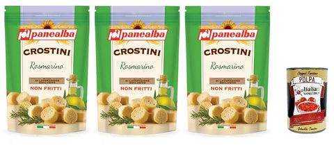 Panealba Crostini Rosmarino Nicht frittierte Rosmarin-Crostini 100gr 3x Original italienisch inkl. Italian Gourmet Polpa 400g