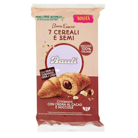 Bauli CROISSANT Buonessere 7 Getreide und Samen Kakao - und Haselnusscreme Kuchen 6x 270g inkl. Italian Gourmet Polpa 400g Original italienisch