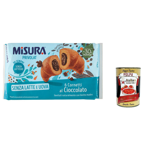 Misura Privolat Cornetti Cioccolato Privolat Schokolade Croissants, ohne Milch und Eier, Reichhaltiger an Füllung 6x 298 g inkl. Italian Gourmet polpa 400g Original italienisch
