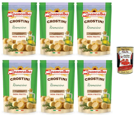 Panealba Crostini Rosmarino Nicht frittierte Rosmarin-Crostini 100gr 6x Original italienisch inkl. Italian Gourmet Polpa 400g