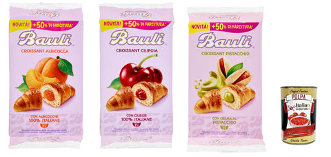 Bauli Cornetti Testpaket, Ciliegia, Albicocca und PIstacchio Croissant Apricot Brioche Cake 100% Italian Apricots 3x 300 g Original italienisch inkl. Italian Gourmet Polpa 400g