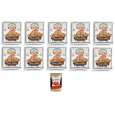 Divella Pancrostino con Farina Integrale Pancrostini mit Vollkornmehl 10x250gr inkl. Italian Gourmet polpa 400g Original italienisch