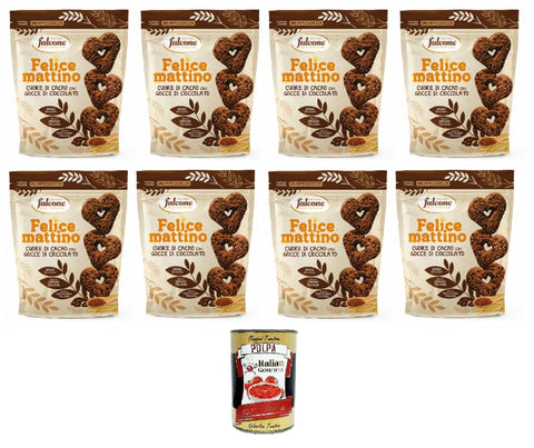 Italian Gourmet E.R. Abgepackte Gebäckstücke Falcone-Cuore di Cacao con gocce di cioccolato Kakaoherz mit Schokoladenstückchen 8x500gr + Italian Gourmet polpa 400g 8032804040014