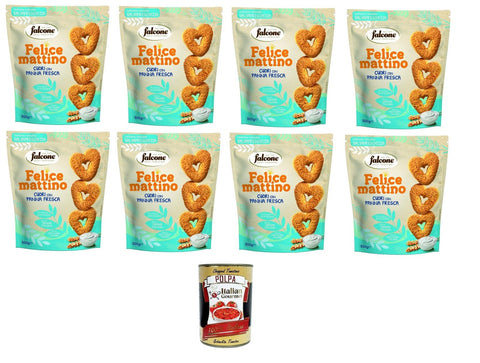 Falcone Felice Mattino Frollini cuori con panna fresca Herzkekse mit frischer Sahne 8x500gr inkl. Italian Gourmet polpa 400g Original italienisch