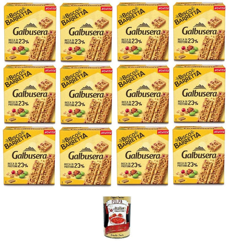 Italian Gourmet E.R. Abgepackte Gebäckstücke Galbusera BiscoBarretta Ricca di proteine Bisco-Riegel Reich an Proteinen 12x 180gr + Italian Gourmet polpa 400g 8032804040014