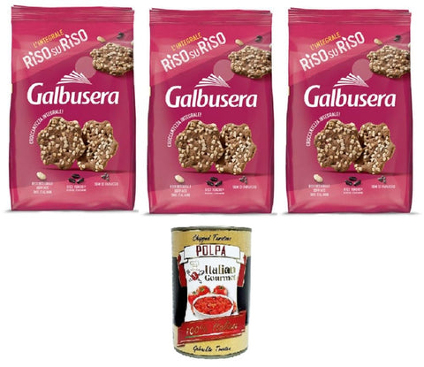 Italian Gourmet E.R. Abgepackte Gebäckstücke Galbusera RisosuRiso panetti con riso Venere, riso integrale soffiato e semi di papavero RisosuRiso Panetti mit Venere-Reis, gepufftem Naturreis und Mohn 3x200g+ Italian Gourmet Polpa 400 g 8032804040014