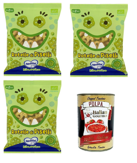 Mellin Rotelle di Piselli Erbsenräder 3x20g Original italienisch Gebäck