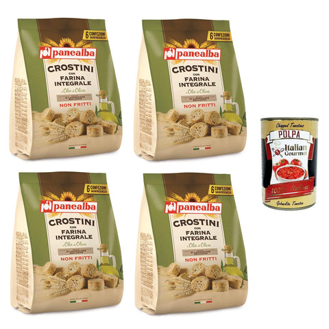 Panealba Crostini Integrali Multipack Vollkorn - Crostini 4x168gr inkl. Italian Gourmet polpa 400g Original italienisch