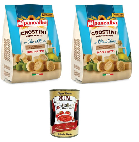 Panealba Crostini Multipack Gusto Mediterraneo Mediterraner Geschmack 2x168gr Original italienisch inkl. Italian Gourmet Polpa 400g