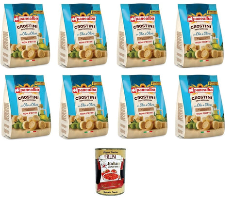 Panealba Crostini Multipack Gusto Mediterraneo Mediterraner Geschmack 8x168gr Original italienisch inkl. Italian Gourmet Polpa 400g