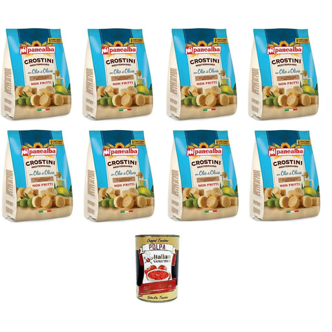 Panealba Crostini Multipack Gusto Mediterraneo Mediterraner Geschmack 8x168gr Original italienisch inkl. Italian Gourmet Polpa 400g