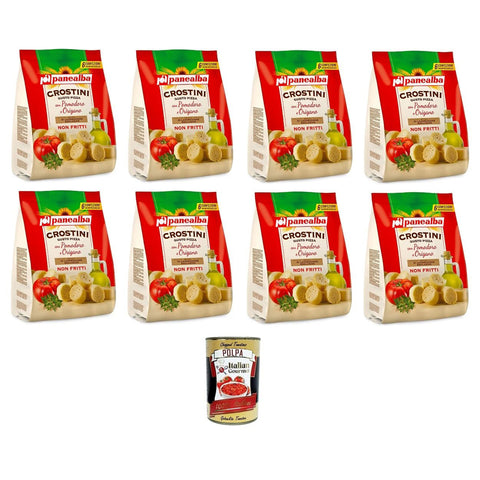 Panealba Crostini Multipack Gusto Pizza Mit Tomate und Oregano 8x168gr inkl. Italian Gourmet polpa 400g Original italienisch