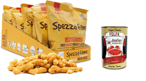 Italian Gourmet E.R. Abgepackte Gebäckstücke Sano e Sazio Snack Proteico Biologico al gusto Mediterraneo – Packung (8 Stück x 30 g)praktischer und schneller Hungerstopper mit natürlichem Moringa + Italian Gourmet polpa 400g 8032804040014