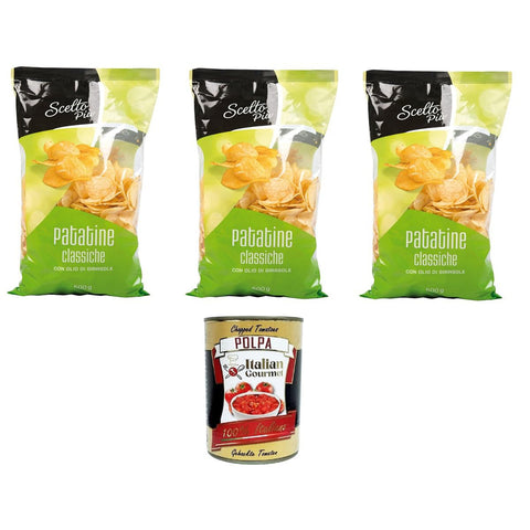 Scelto Più Patatine classiche con olio girasole Klassische Chips mit Sonnenblumenöl 3x500g Original italienisch Snack