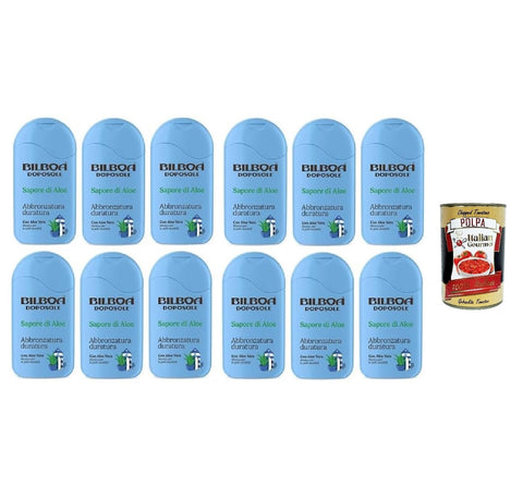 Italian Gourmet E.R. After Sun 12x Bilboa, Aftersun-Creme Doposole Sapore di Aloe, Langanhaltende Bräune mit Aloe Vera, Musik für empfindliche Haut, dermatologisch getestet - 200ml + Italian Gourmet polpa 400gr 8032804040014