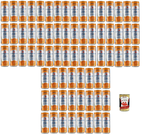 Italian Gourmet E.R. Alkoholfreie Getränke Aranciata Zero dosen ohne Zucker 72x 33cl Limonade orange ohne Zucker + Italian Gourmet polpa 400g 8032804040014