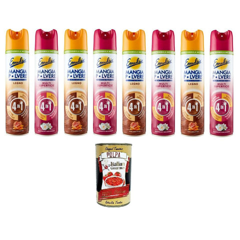 Emulsio Mangia Pulver Testpaket, für Holz das Multi Surface Antistatikum 4 in 1 8x300ml Original italienisch Haushalt