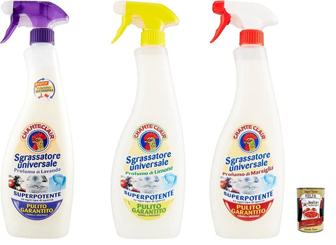 Italian Gourmet E.R. Allzweckreiniger Testpaket Chante Clair Sgrassatore Universale superpotente Degreaser Cleaner Universal Degreaser 3x 600 ml Marsiglia limone lavanda + Italian Gourmet polpa 400g 8015194508012