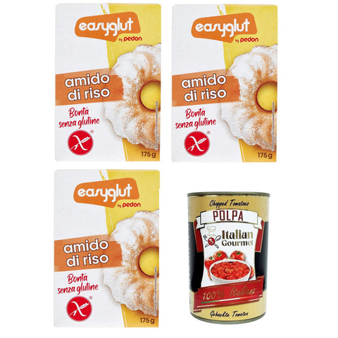 Pedon Easyglut Amido di Riso Reisstärke 3x175 gr Original italienisch inkl. Italian Gourmet Polpa di Pomodoro 400g
