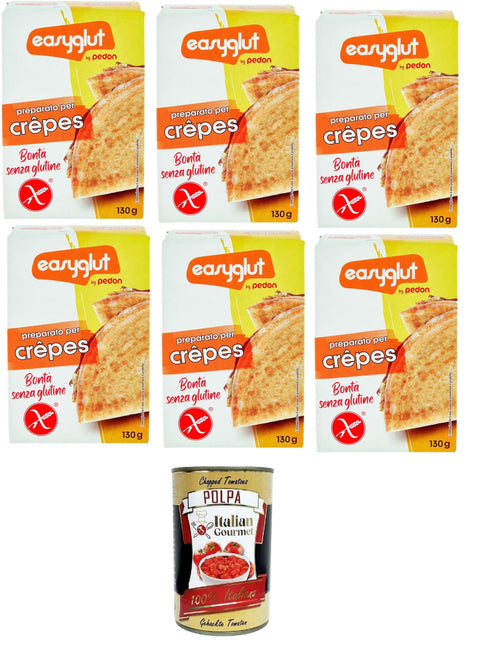 Italian Gourmet E.R. Antipasti & Relishes Pedon Easyglut preparato per crèpes senza glutine Zubereitung für glutenfreie Crèpes 6x 130gr +Italian Gourmet Polpa di Pomodoro 400gr 8032804040014