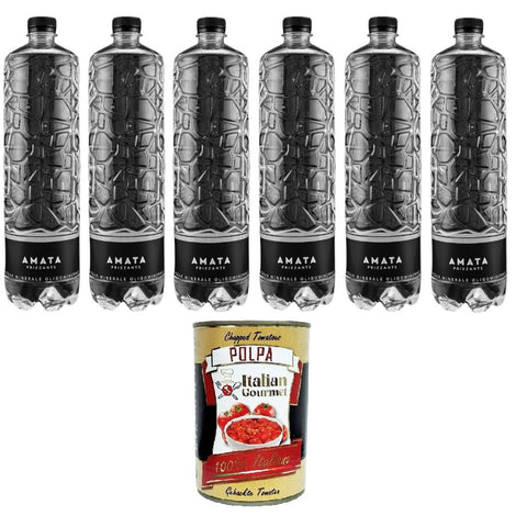 Amata Acqua Amata - Acqua Minerale Naturale Frizzante Sparkling Mineral Water Natürliches Mineralwasser Special Edition 6x1lt inkl. Italian Gourmet polpa 400g Original italienisch