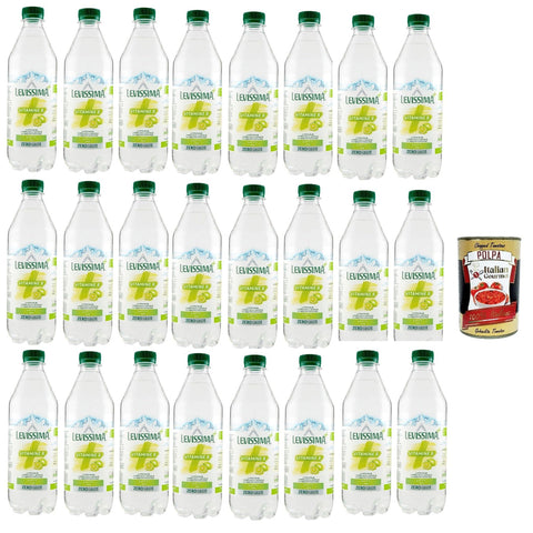 Levissima Original italienisch inkl. Alkoholfreies Getränk mit Vitaminzusatz B, Limettengeschmack. 24x 500ml + Italian Gourmet Polpa 400g