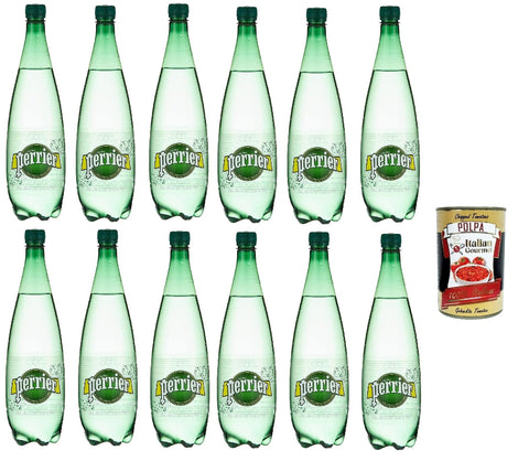Italian Gourmet E.R. Aromatisiertes Wasser Perrier Mineralwasser Sparkling water PET Flasche 12x1Lt + Italian Gourmet polpa 400g 8032804040014