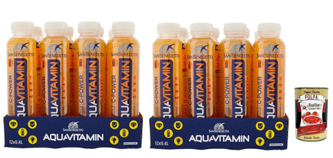 Italian Gourmet E.R. Aromatisiertes Wasser San Benedetto Aquavitamin C-Power 24x 400 ml, Wasser mit Orangengeschmack, orange flavored water + Italian Gourmet polpa 400g 8032804040014