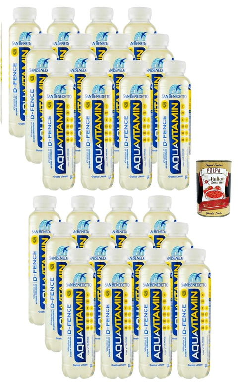 Italian Gourmet E.R. Aromatisiertes Wasser San Benedetto Aquavitamin D-Fence, wasser mit Lemon PET Flasche, water flavored with lemon, 24x 40cl + Italian Gourmet polpa 400g 8032804040014