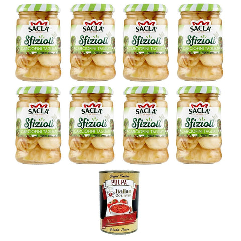 Saclà Sfiziolì Carciofini Tagliati Geschnittene Artischocken 8x205 g Original italienisch inkl. Italian Gourmet Polpa 400g