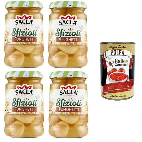 Saclà Sfiziolì Funghetti, Pilze, köstlicher süß saurer Geschmack 4x205g Original italienisch Artischocken