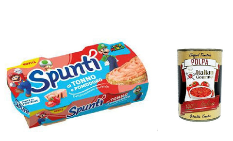 Spuntì Tonno e pomodoro, Brotaufstrich Verteilbarer Creme Thunfisch und Tomate, 2 Dosen von 3x 84 g inkl. Italian Gourmet polpa 400g Original italienisch