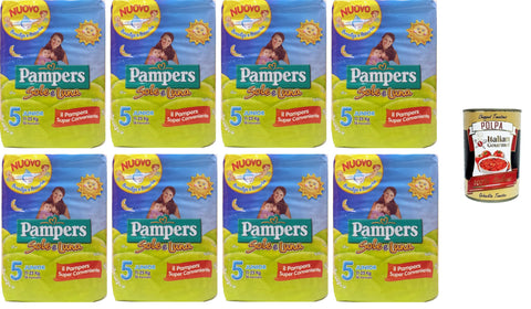 Italian Gourmet E.R. Babywindeln Sole e Luna Maxi N°5 Junior Es ist absorbierend, umhüllt, ist bequem 11-25 Kg 8 Packungen à 16 Stück+ Italian Gourmet polpa 400g 8032804040014