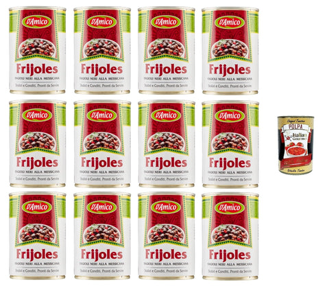 Italian Gourmet E.R. Backmarzipan D'Amico Frijoles Fagioli Neri alla Messicana Schwarze Bohnen nach mexikanischer Art 12x400gr + Italian Gourmet polpa 400g 8032804040014