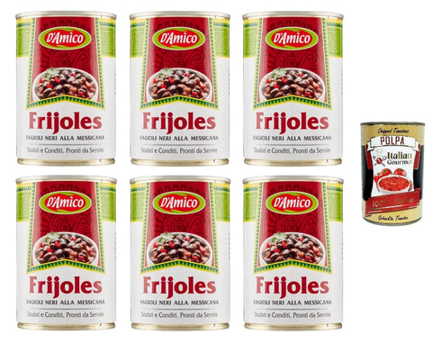 Italian Gourmet E.R. Backmarzipan D'Amico Frijoles Fagioli Neri alla Messicana Schwarze Bohnen nach mexikanischer Art 6x400gr + Italian Gourmet polpa 400g 8032804040014
