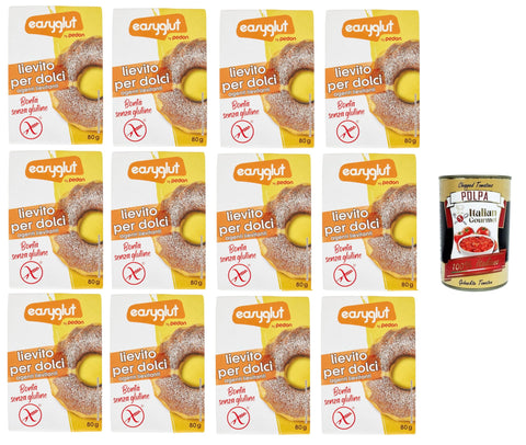 Pedon Easyglut Lievito per dolci senza glutine Glutenfreies Backpulver 12x80gr Original italienisch inkl. Italian Gourmet Polpa di Pomodoro 400g