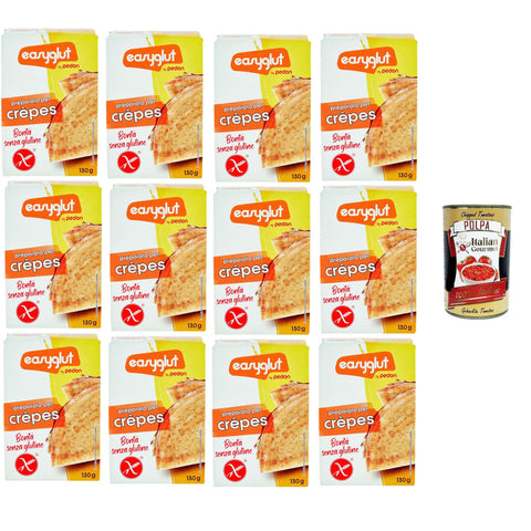 Pedon Easyglut preparato per crèpes senza glutine Zubereitung für glutenfreie Crèpes 12x 130gr inkl. Italian Gourmet Polpa di Pomodoro 400gr Original italienisch
