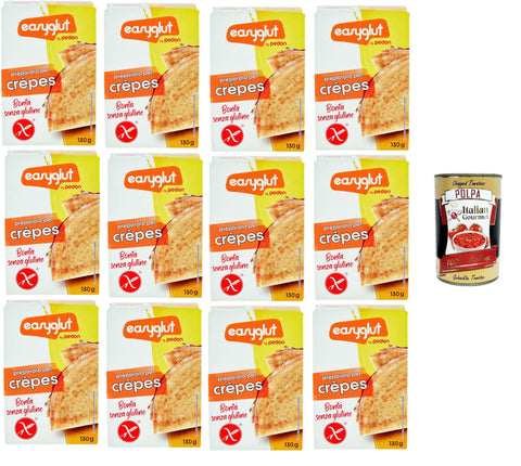 Italian Gourmet E.R. Backpulver Pedon Easyglut preparato per crèpes senza glutine Zubereitung für glutenfreie Crèpes 12x 130gr +Italian Gourmet Polpa di Pomodoro 400gr 8032804040014