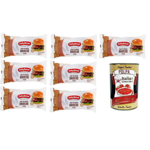 Daily Bread Brot für Burger - Brioche - Sandwiches 7x300g inkl. Italian Gourmet polpa 400g Original italienisch